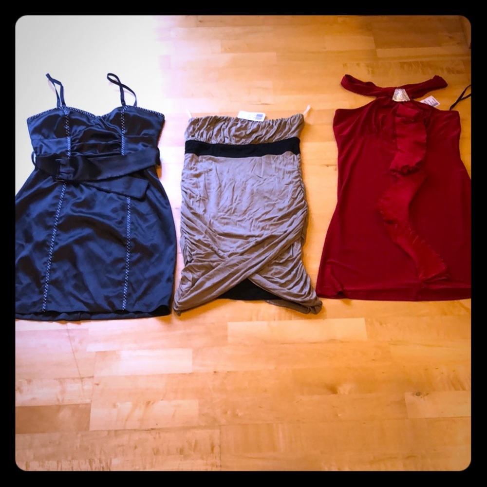 New Papaya short dress medium black red satin sexy